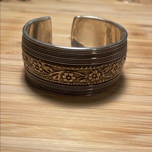 Silver Floral Cuff Bracelet